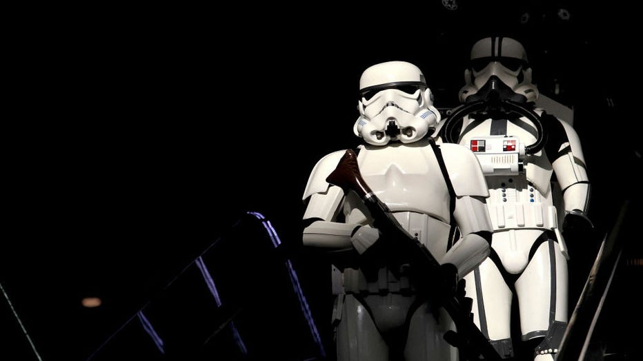 FILE IMAGE - Fans dressed as Stormtroopers from "Star Wars" participate in a gathering to celebrate "Star Wars Day" at the Cineteca of the Universidad Autonoma de Guadalajara in Zapopan, Jalisco state, Mexico, on May 4, 2021. (Photo by ULISES RUIZ/AFP via Getty Images)