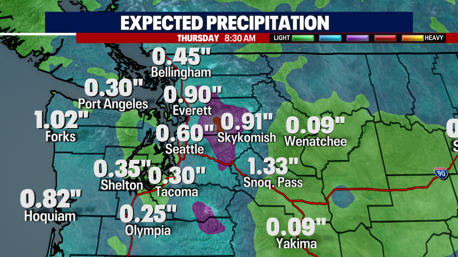 How much rain will we see in Western Washington Tuesday?