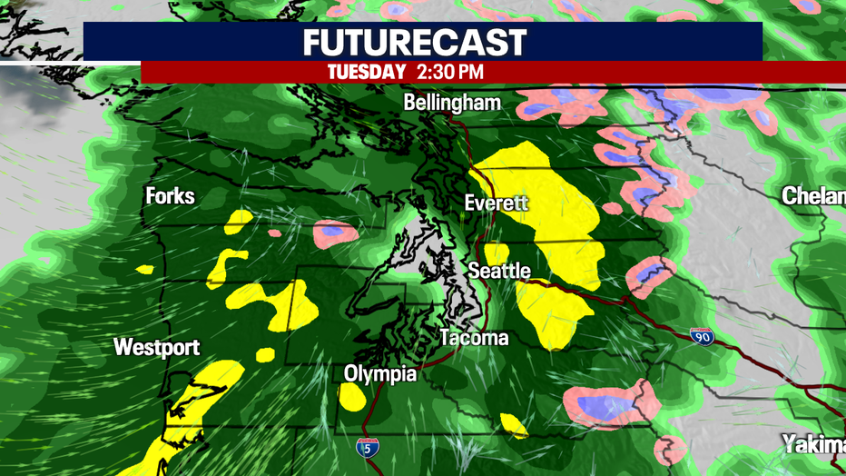 A very wet Tuesday ahead in Western Washington