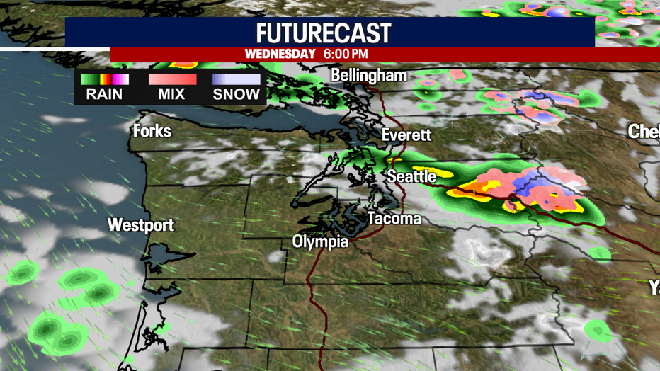 Damp conditions are possible for Seattle Wednesday evening.